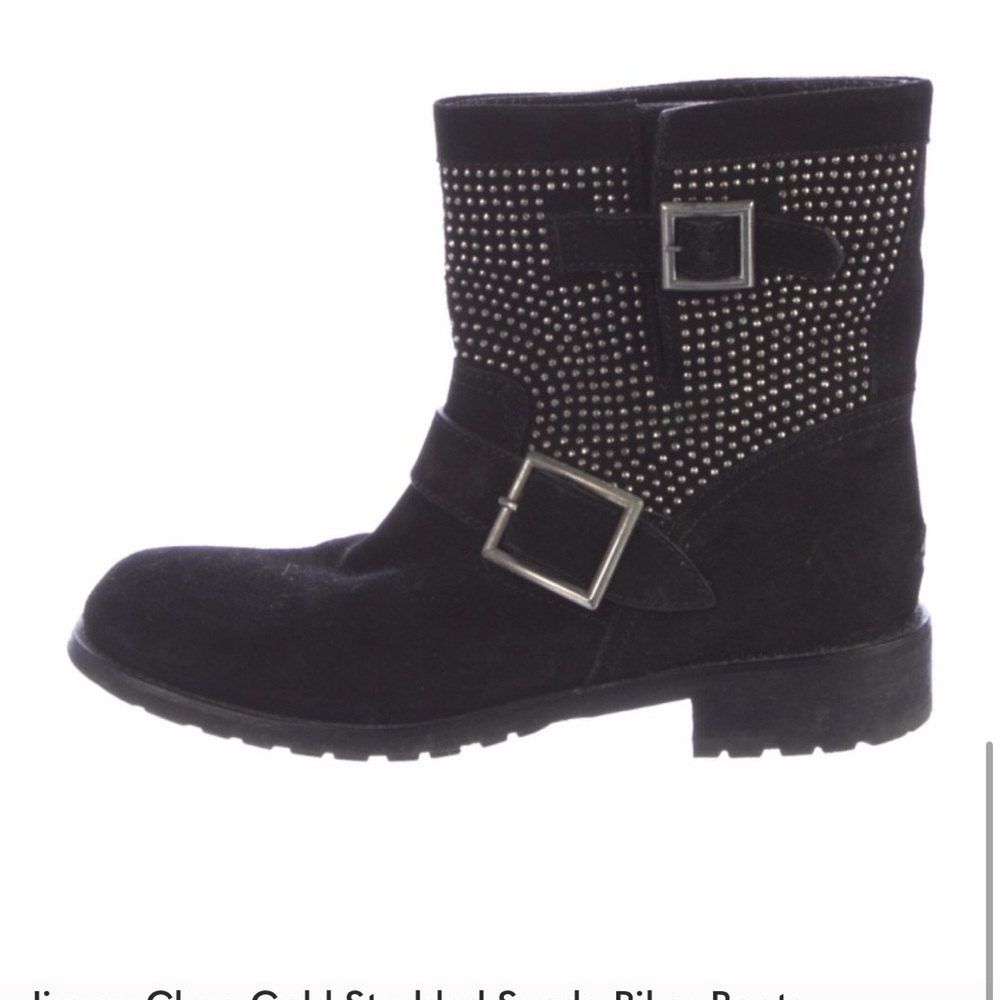 Jimmy Choo Gold Studded Biker Boots